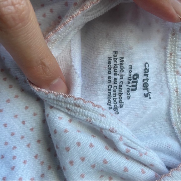 Carter’s baby girl 3 count heart onesies & striped leggings bundle size 6M - Picture 4 of 13